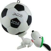 Hallmark 2016 Christmas Ornament Kickin&#39; with Snoopy Soccer Ornament wit... - £7.19 GBP