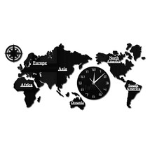 World Map Modern Wall Clock Home Decor Big Wall Clock Silent Non Ticking... - $57.04
