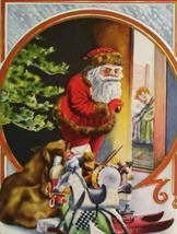 Christmas Postcard Santa Claus Peeking Into Bedroom Antique Embossed Original - £16.58 GBP