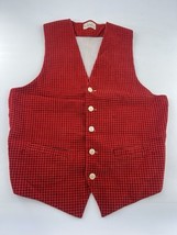 Vintage Vest Tweed Mens Medium M Wool Red Gray Waistcoat Checkered Costume - $24.59