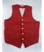Vintage Vest Tweed Mens Medium M Wool Red Gray Waistcoat Checkered Costume - $33.63 CAD