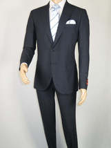 Men Suit BERLUSCONI Turkey Italian Wool 180's Single Breasted 623-03 Navy Plaid image 3