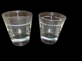 Vintage Set Of 2 Libbey Stamped Heavy Made White Line Shot Glasses &quot; BEA... - £11.81 GBP
