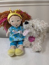 Jakks Pacific Fancy Nancy plush set blue pjs &amp; Frenchy Poodle white puppy dog - $24.00