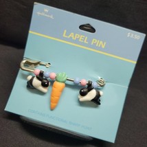 Hallmark Pin Easter Vintage Bunny Rabbits Carrot &amp; Beads Safety Pin Brooch New - £9.21 GBP