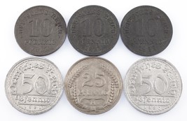 Menge Von 6 Deutsche Reich &amp; Weimar Republik Münzen (1910 - 1922 10 Pf -... - $49.57