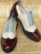 Multi Color Oxford Wing Tip Derby Toe Spectator Leather Handmade Laceup Shoes - £123.69 GBP