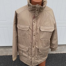 Woolrich Tan Hunting Chore Barn Jacket Coat Mens Large VTG 4 Front Pockets Zip - £40.40 GBP