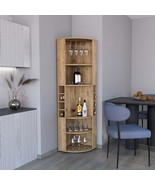 Macadamia Corner Bar Cabinet: 71&quot;H, 5 Shelves, 8 Cubbies - $397.99