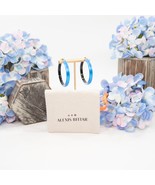 Alexis Bittar Cerulean Blue Lucite Large Skinny Hoop Huggie Earrings NWT - $148.01