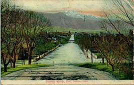 Vtg Postcard Colorado Springs CO - January 1907 Litho-Chrome Street View - £3.05 GBP