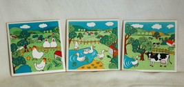 Country Farm Animal Tile Trivets Chickens Cows Ducks Set of 3 - £11.86 GBP