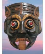 Vintage Hand Carved Wooden Mask Wall Hanging Home Decor - €40,01 EUR
