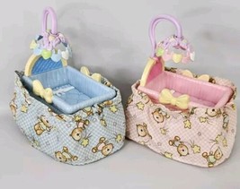 Fisher Price Loving Family Twin Baby Boy Girl Bassinets Bed Cribs Blue P... - $16.78