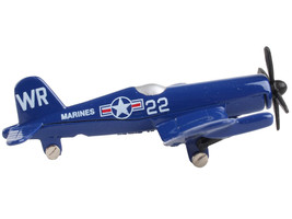 Vought F4U Corsair Fighter Aircraft Blue United States Marine Corps w Runway Sec - £14.75 GBP