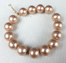 Faux Pale Pink Pearls Faceted Pink Glass Bicone Bead Cluster Bracelet - £10.21 GBP