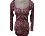AFRM Womens Corinne Cut Out Side Shirred Knit Mini Dress - Red Ditsy Siz... - $34.61