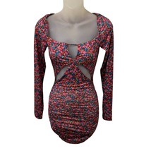 AFRM Womens Corinne Cut Out Side Shirred Knit Mini Dress - Red Ditsy Siz... - $34.61