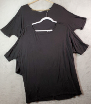 Pair Of 2 LOFT T Shirt Top Women Medium Black Knit Rayon Short Sleeve Round Neck - £12.06 GBP