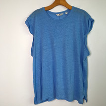 Vineyard Vines Linen Shirt XL Blue Rolled Cuffs Short Sleeve Basic Prepp... - $25.79