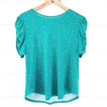 NEW Gilli Womens S Short Sleeve Shirt Top Green Ditsy Floral Ruched  T8924  - £15.36 GBP