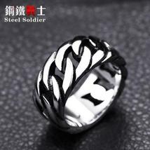 STEEL SOLDIER Gothic, Chain Themed Stainless Steel Ring - Men&#39;s / Gents - £13.54 GBP
