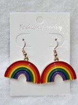 NEW Gold Rainbow w/ Heart Earrings Huggie Hoops Gay Pride LGBTQ+ - £7.09 GBP