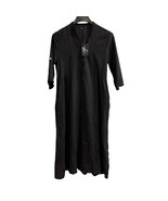 Francesca Bettini Dress Womens S Black Linen Maxi Oversized Minimalist L... - $93.10 CAD