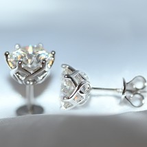 Real 0.5-1 Carat D Color Moissanite Stud Earrings For Women Top Quality 100% 925 - £38.24 GBP