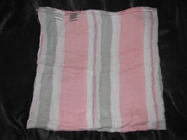 Aden + Anais Pink White Gray Wide Stripes Baby Girl Swaddle Blanket Cotton - £18.15 GBP