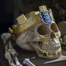 Ebros The Knights of The Round Table Skulls King Arthur Resin Skull Figu... - $28.99