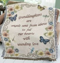Tapestry Throw Blanket Granddaughter Floral Butterflies Dragonflies Spec... - $39.99