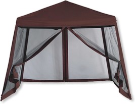 Deluxe Pop Up Canopy With Screen Sides Included, 10&#39; X 10&#39; -Brown-Backya... - £136.01 GBP