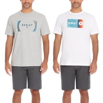 Hurley Men&#39;s Size XXL Gray White Short Sleeve 2 Pack Classic Tee T-Shirt... - £12.90 GBP