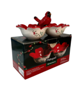 Pfaltzgraff Winterberry 2 Section Cardinal Server Candy Snack Dish Excel... - $27.70 CAD