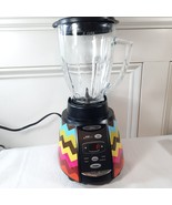 Oster French Bull 18-Speed Blender chevron rainbow zigzag BCSG18 glass p... - $113.95 CAD