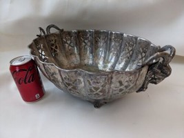 Tazón Reticulado Con Mangos De Cabeza De Carnero De Plata Vieja 17 X 11 ... - $3,502.94 MXN
