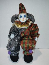 Gorgeous 21&quot; Harlequin Mardi Gras Jester Clown Porcelain Silver Sequence... - $24.88