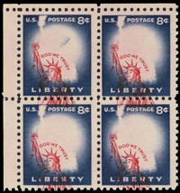 1041 Var, MNH 8¢ Unbelievable Color Shift Error Liberty Block - Stuart Katz - £1,002.29 GBP