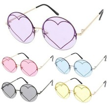 Round Circle Heart Glitter Floating Lens Sunglasses John Lennon Retro Luxury Vtg - £7.15 GBP