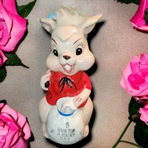 Vtg Ceramic Bunny Rabbit &quot;Bank for a Rainy Day&quot; Piggy Bank Made In Japan - $215.47 MXN