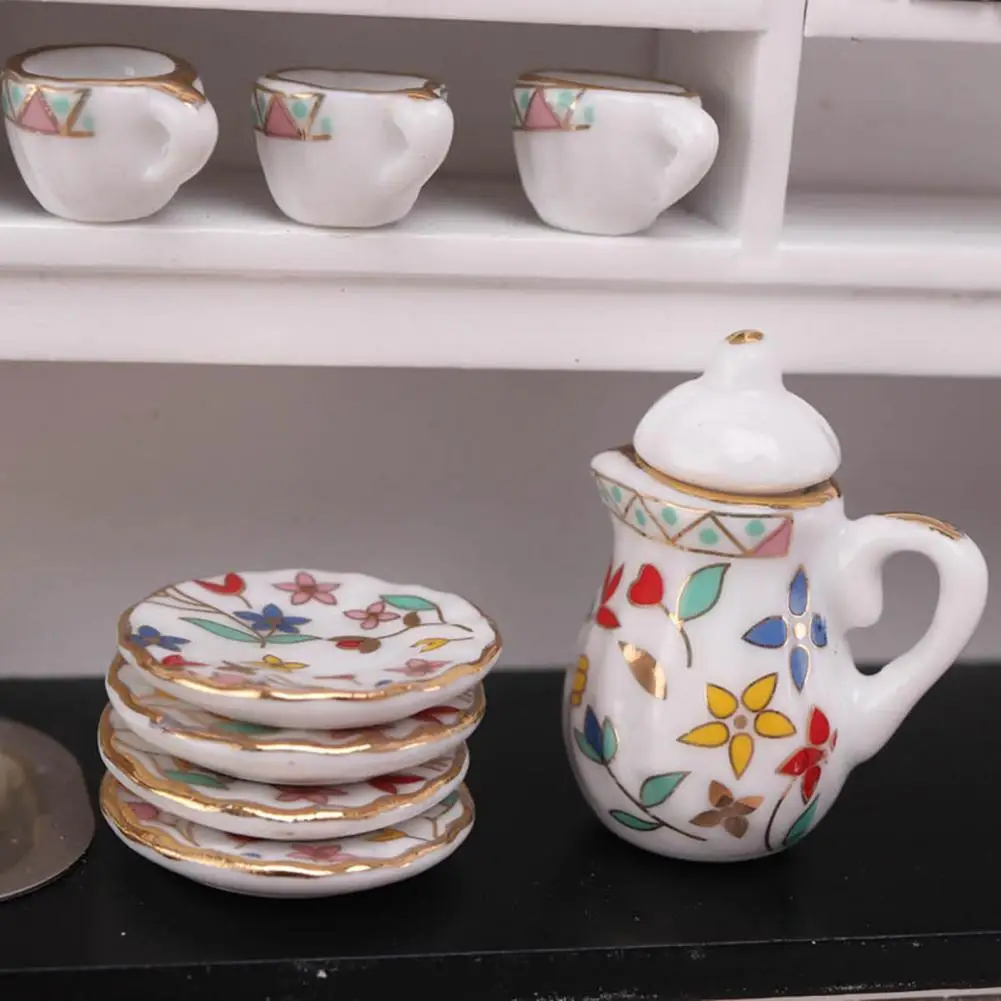 1 Set 1:12 Dollhouse Teapot Realistic Clay Miniature Tea Cup with Saucer Model - £11.46 GBP+