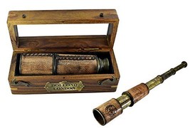 Nautical Brass Hand Held Pocket Spyglass Telescope With Gift Box - $49.00