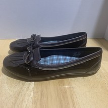 LL Bean Coastal Rain Skimmers Duck Flats Slip On Shoes 7M Brown with Blu... - $22.58