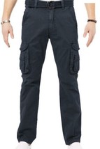 X RAY Men&#39;s Belted Classic Fit Cotton Cargo Pants Navy SZ 36x32 Fitted Stylish - £26.07 GBP