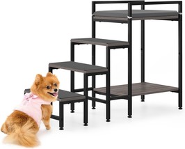 Pet Window Perch With Stairs, Grey Dog Window Perch With Stairs, 4 Steps Dog Bun - $45.99