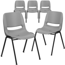 5 Pk. HERCULES Series 880 lb. Capacity Gray Ergonomic Shell Stack Chair - £286.96 GBP