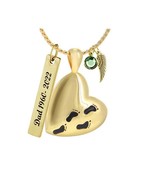 Footprints On My Heart Gold Pendant Ash Urn - Love Charms™ Option - $39.95