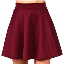 POPULAR BASICS Skater Mini Skirt Maroon Wine Red Classic Retro - £13.46 GBP