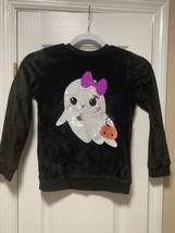 H&amp;M Girls 6x Ghost Sweater Black Fleece Sequins - $9.46